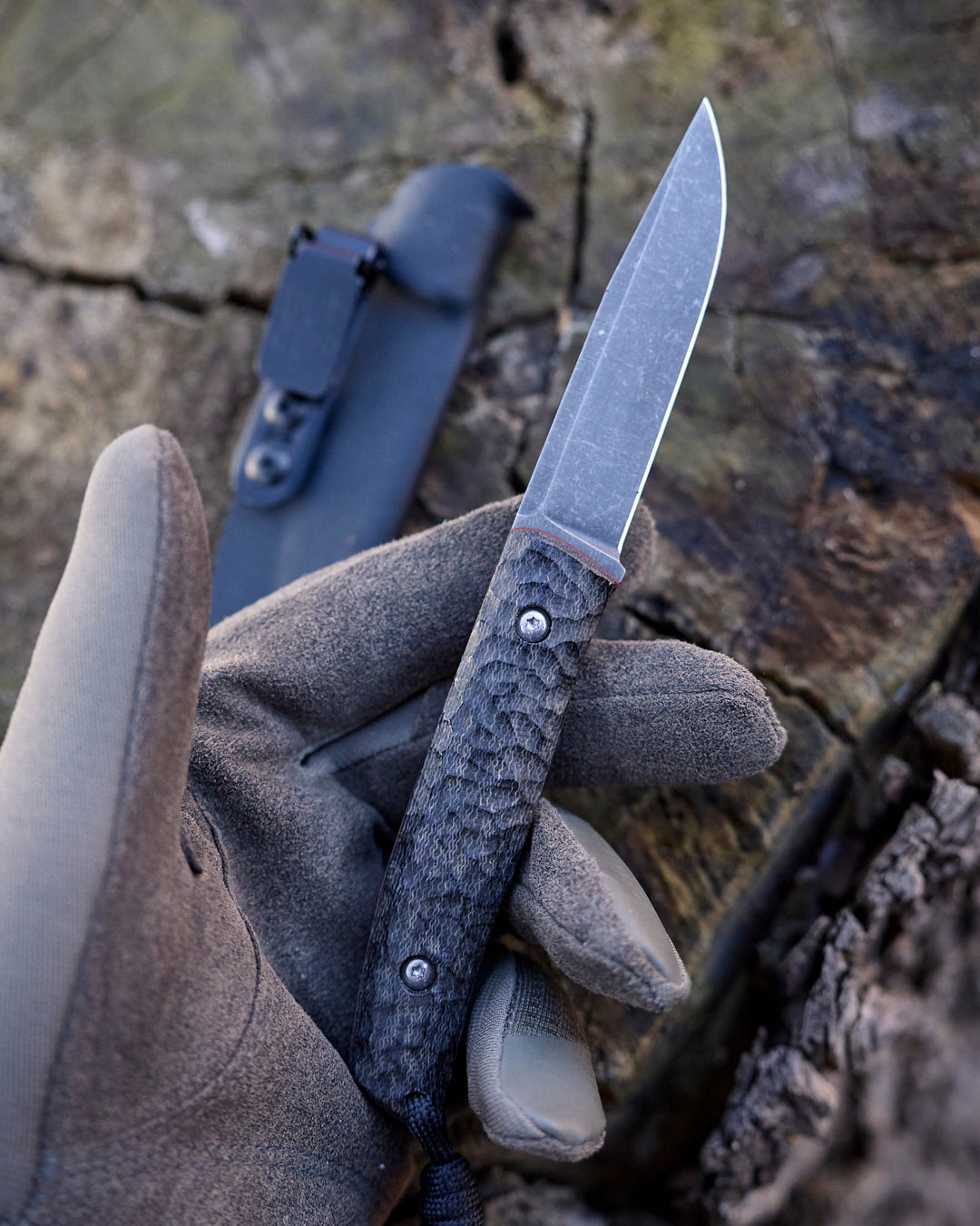 The EDC Knife, D2 steel, black olive micarta, kydex. – jerknife
