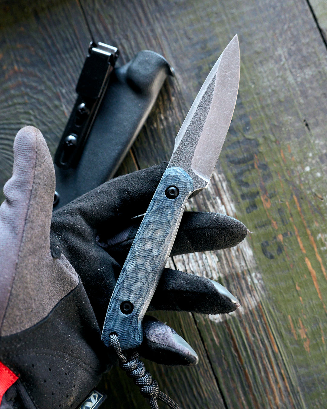 The EDC Knife, D2 steel, denim micarta, kydex