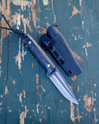 The EDC Knife, D2 steel, black micarta, kydex.