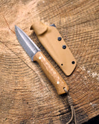 The EDC Knife, D2 steel, black micarta, kydex.