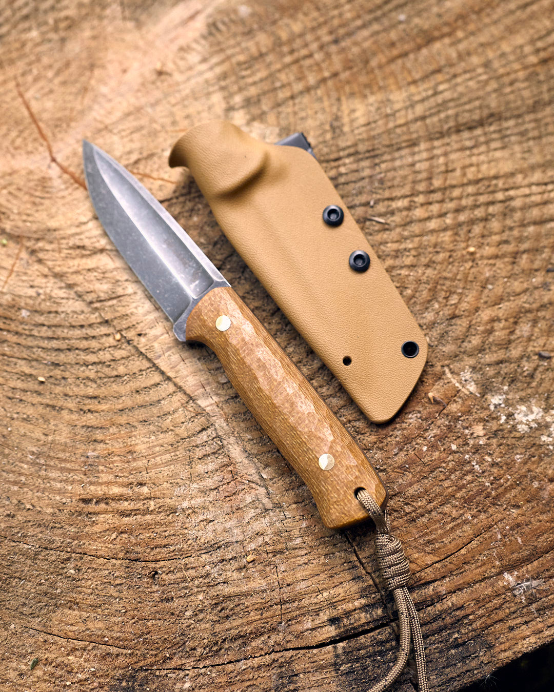 The EDC Knife, D2 steel, black micarta, kydex.