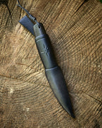 The puukko knife AEB-L steel, stab bog oak, leather sheath.