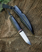 The puukko knife AEB-L steel, stab bog oak, leather sheath.