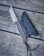 The EDC knife, D2, metall handle, kydex sheath.