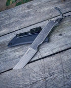 The EDC knife, D2, metall handle, kydex sheath.